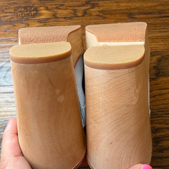 Antonio Melani x Kimberly Whitman Camellia Sky Blue Leather Clogs Size 7M - Picture 9 of 9